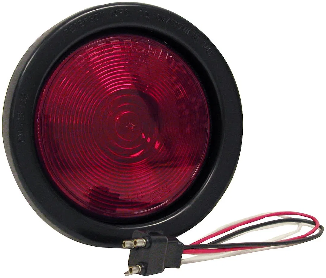 426KR – PETERSON MFG Trailer Light, Stop/ Turn/ Tail Light Sealed Incandescent Round Shape Red 4-1/4 Inch Diameter Wi...
